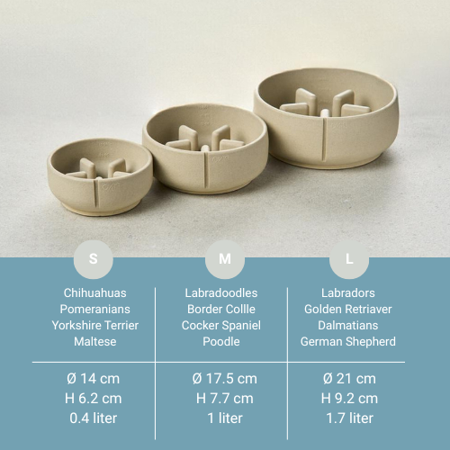 Handmade Slow Feeder Bowl for Dogs Owl Greige